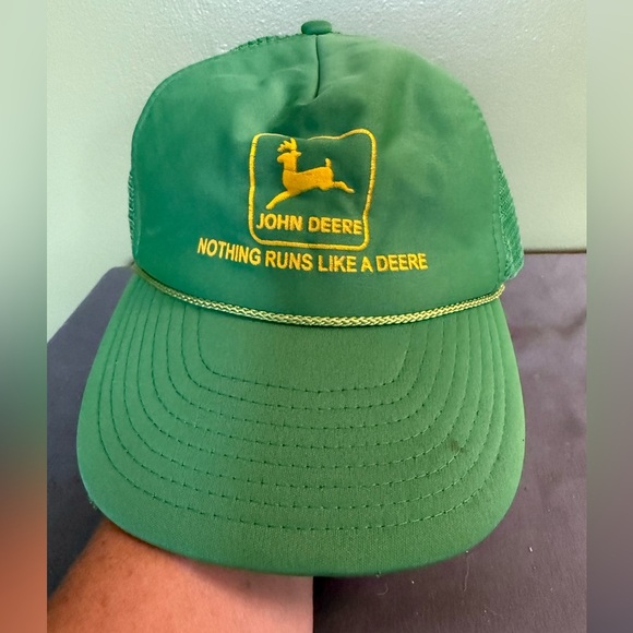 VTG. John Deere Nothing Runs Like A Deere Men's Foam & Mesh Snapback Trucker Hat - Picture 1 of 7